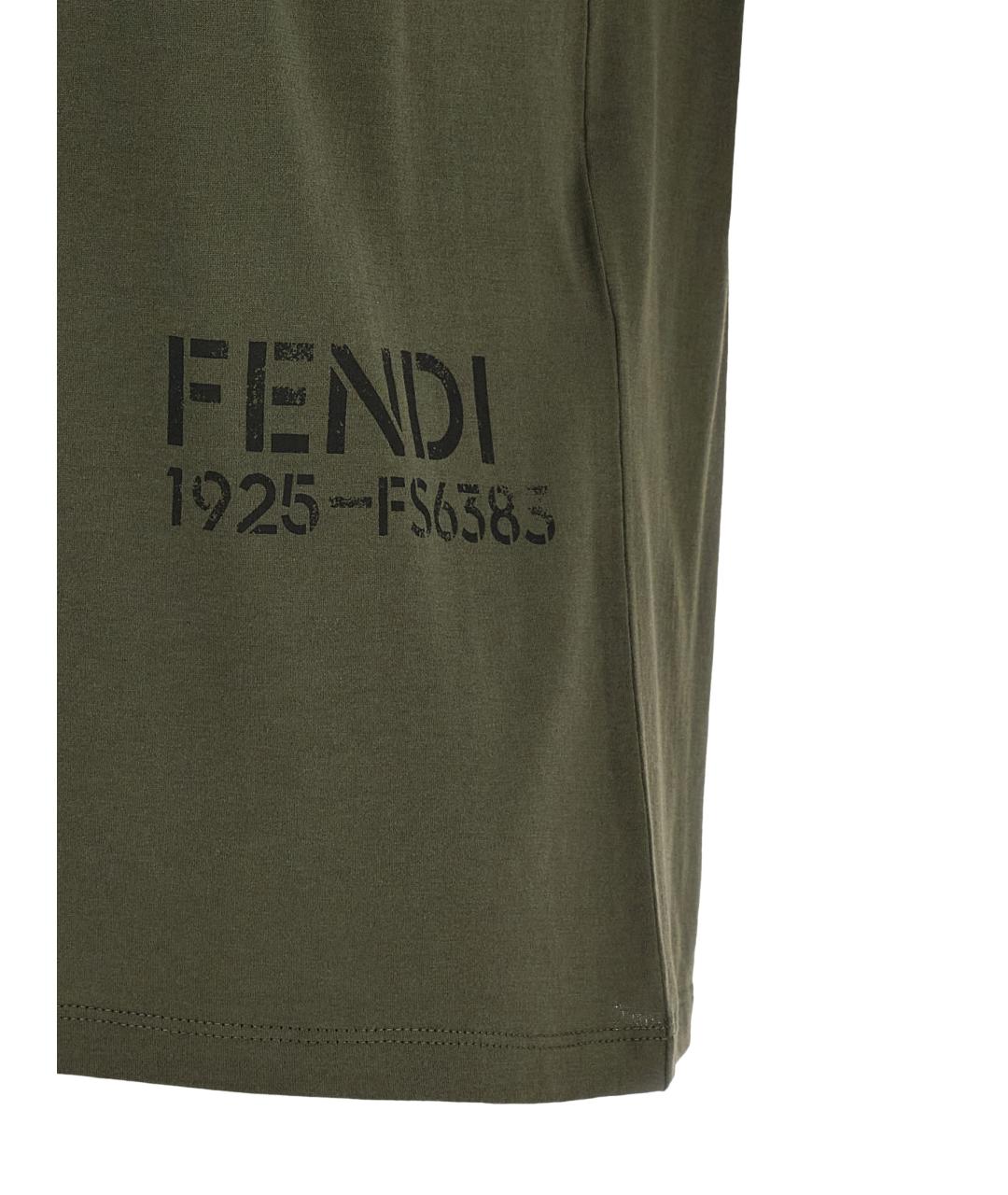 FENDI Зеленая хлопковая футболка, фото 4