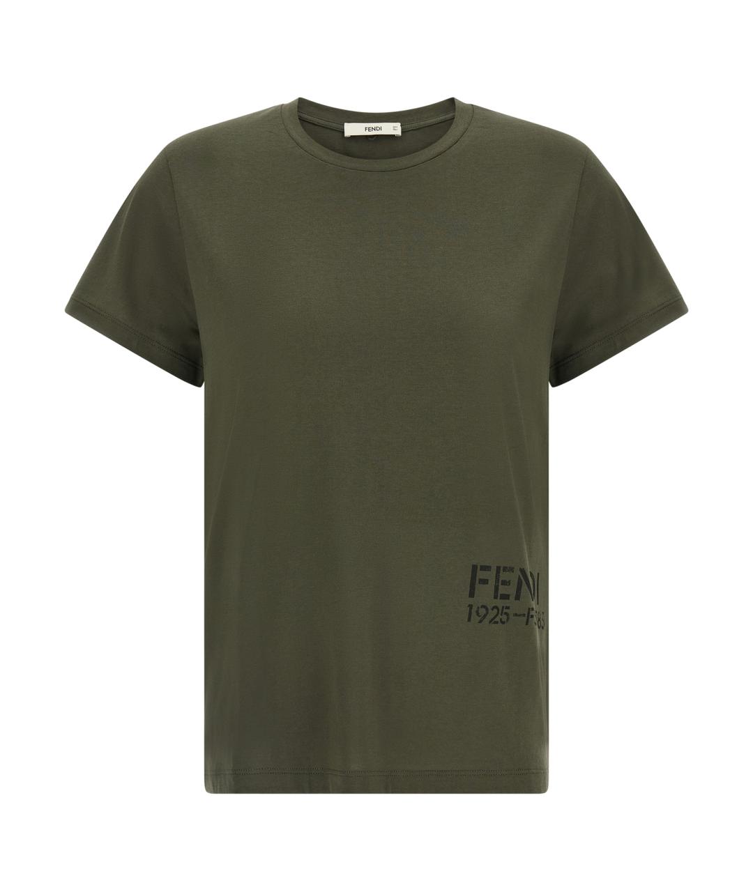 FENDI Зеленая хлопковая футболка, фото 1