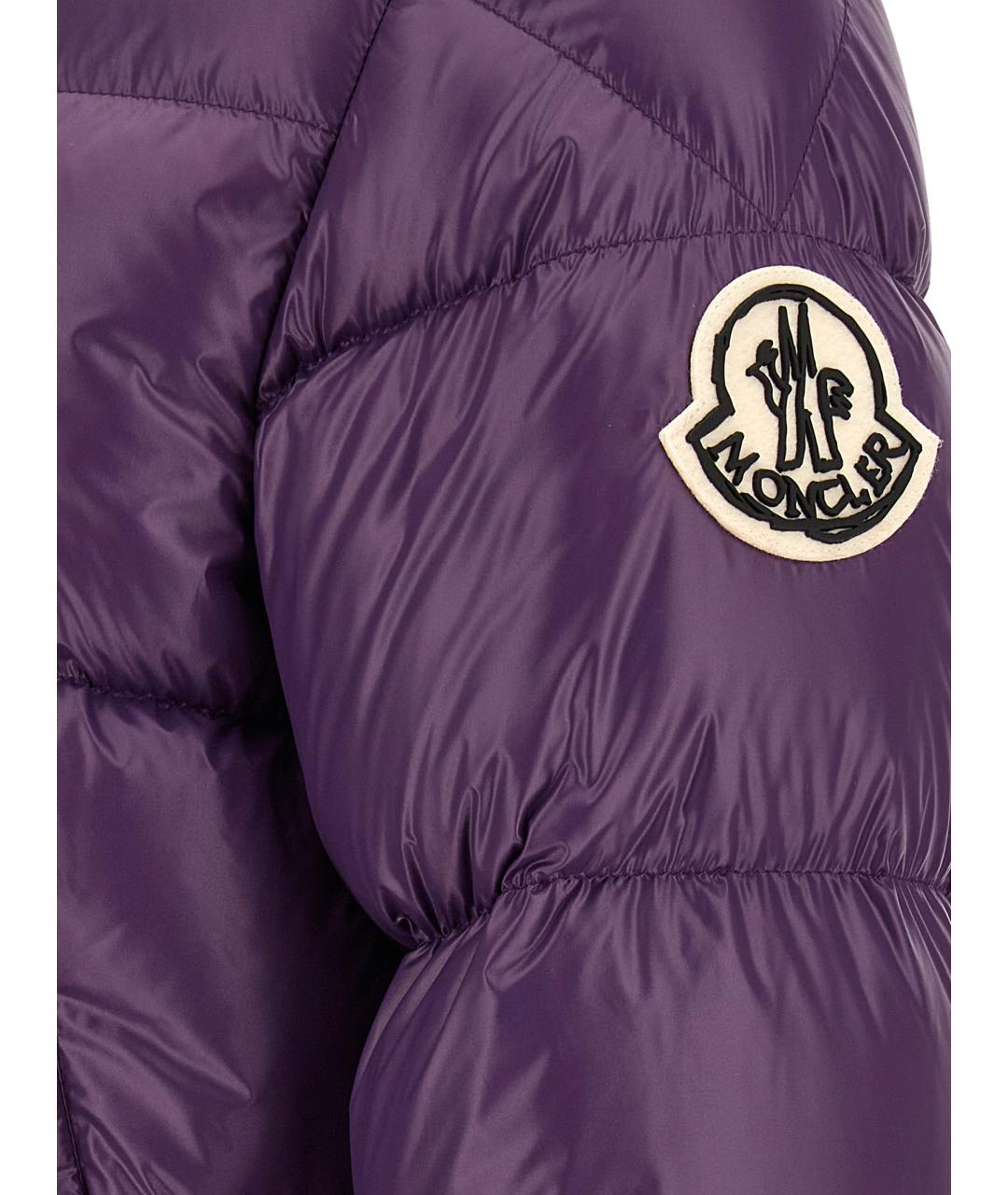 MONCLER Фиолетовый полиамидовый пуховик, фото 4