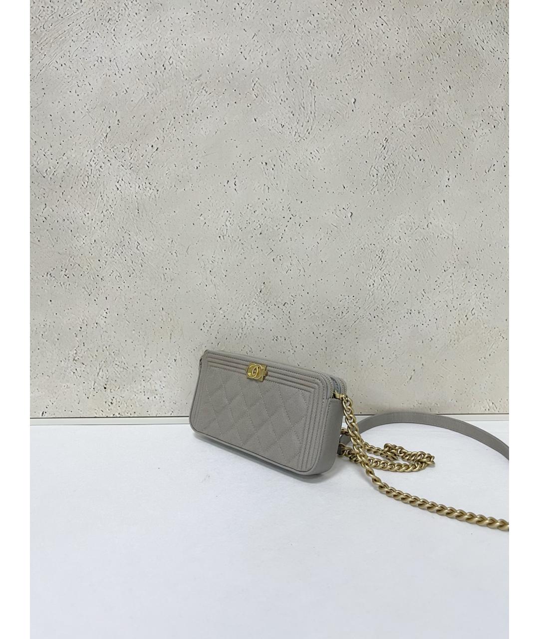 CHANEL Серая кожаная сумка через плечо, фото 4