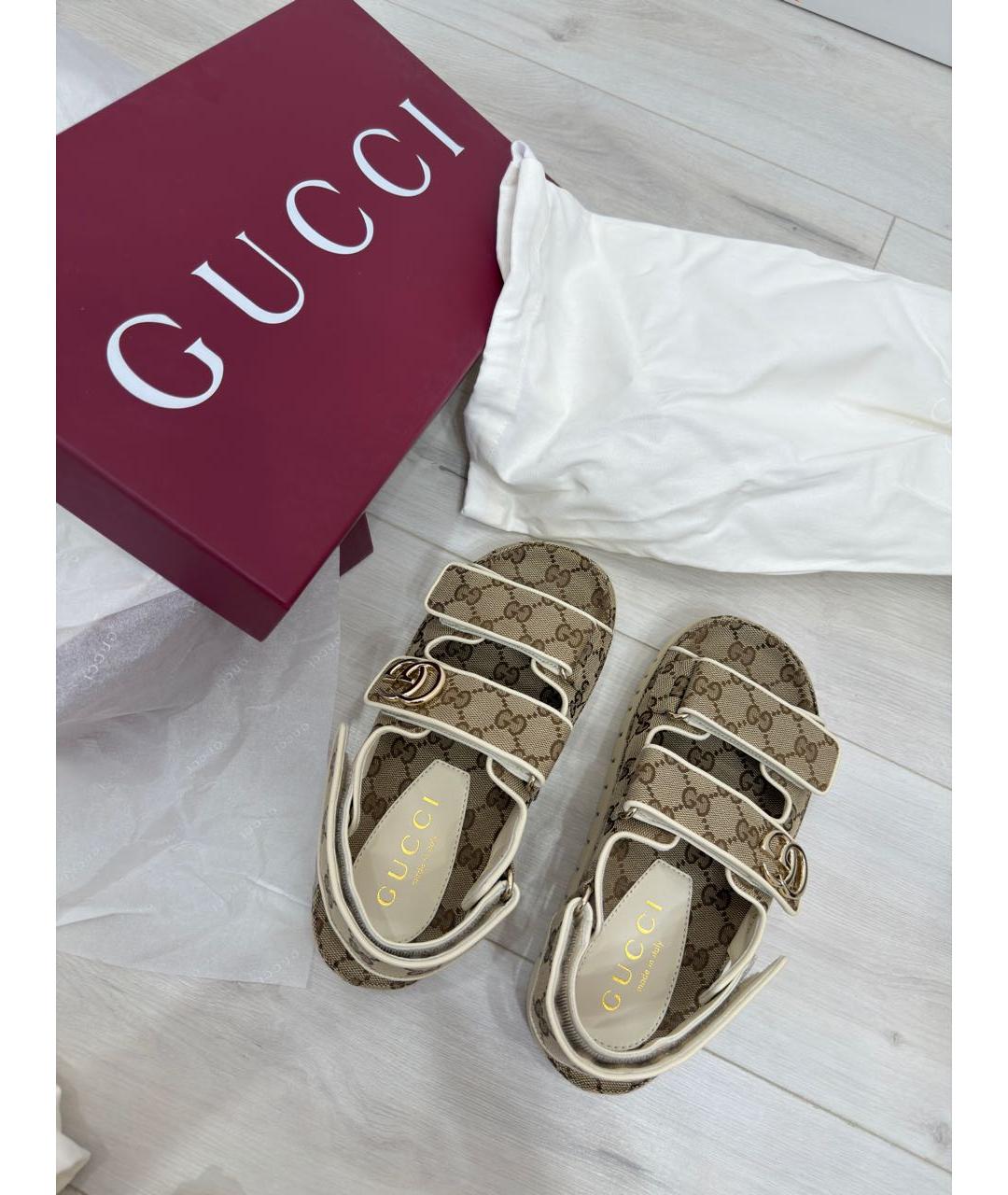 GUCCI Бежевые сандалии, фото 5