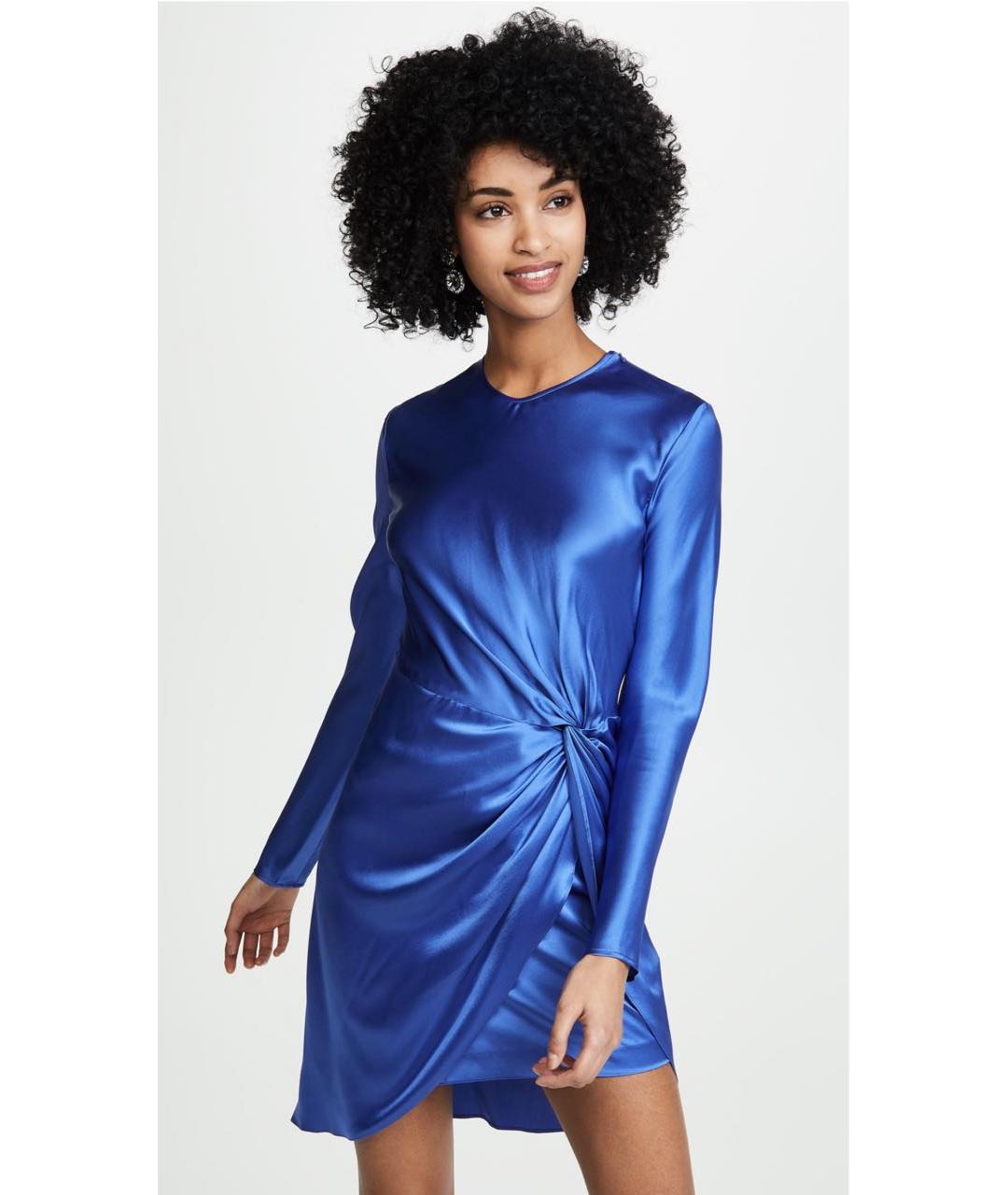 MICHELLE MASON Синее шелковое коктейльное платье, фото 2