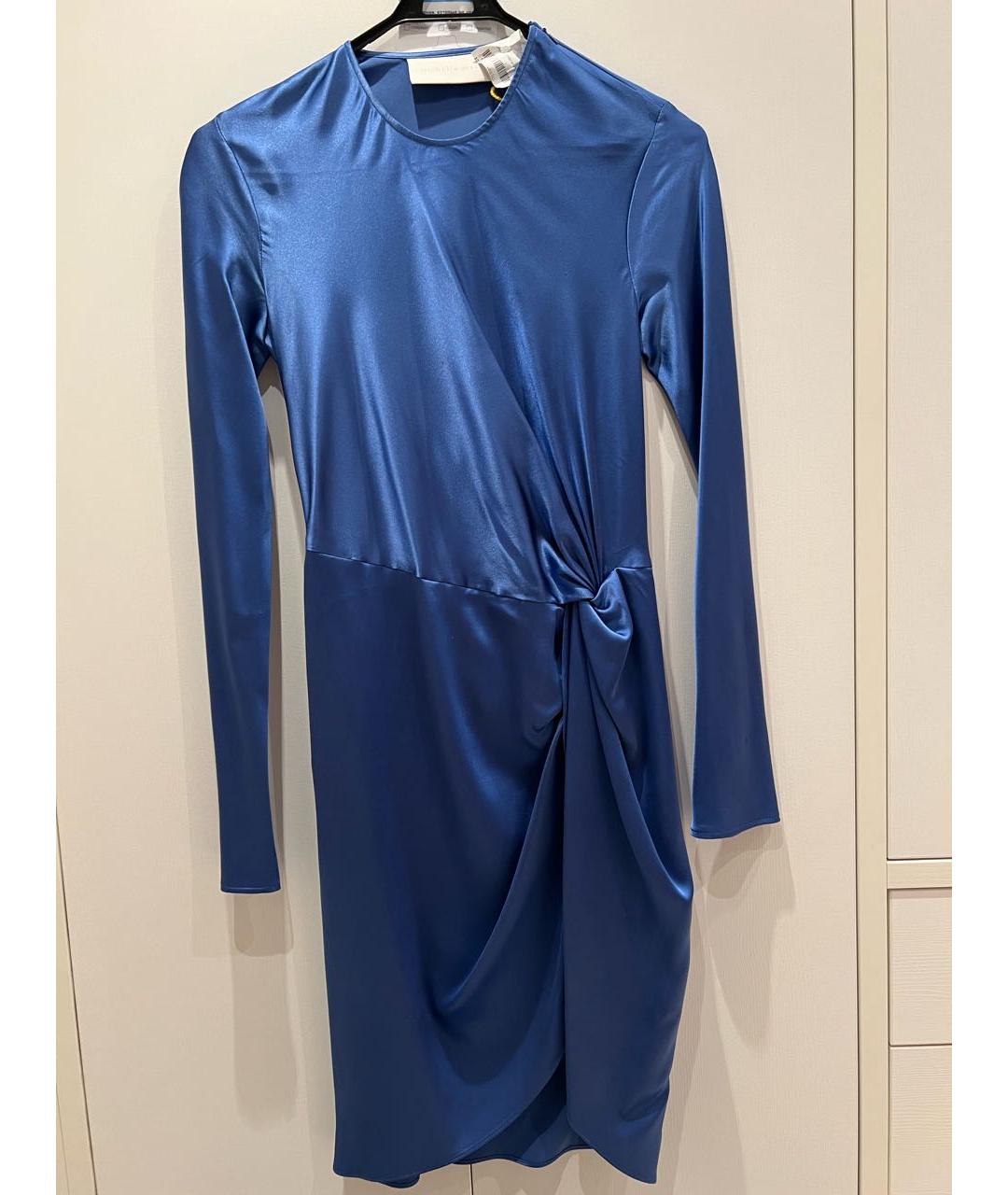 MICHELLE MASON Синее шелковое коктейльное платье, фото 4