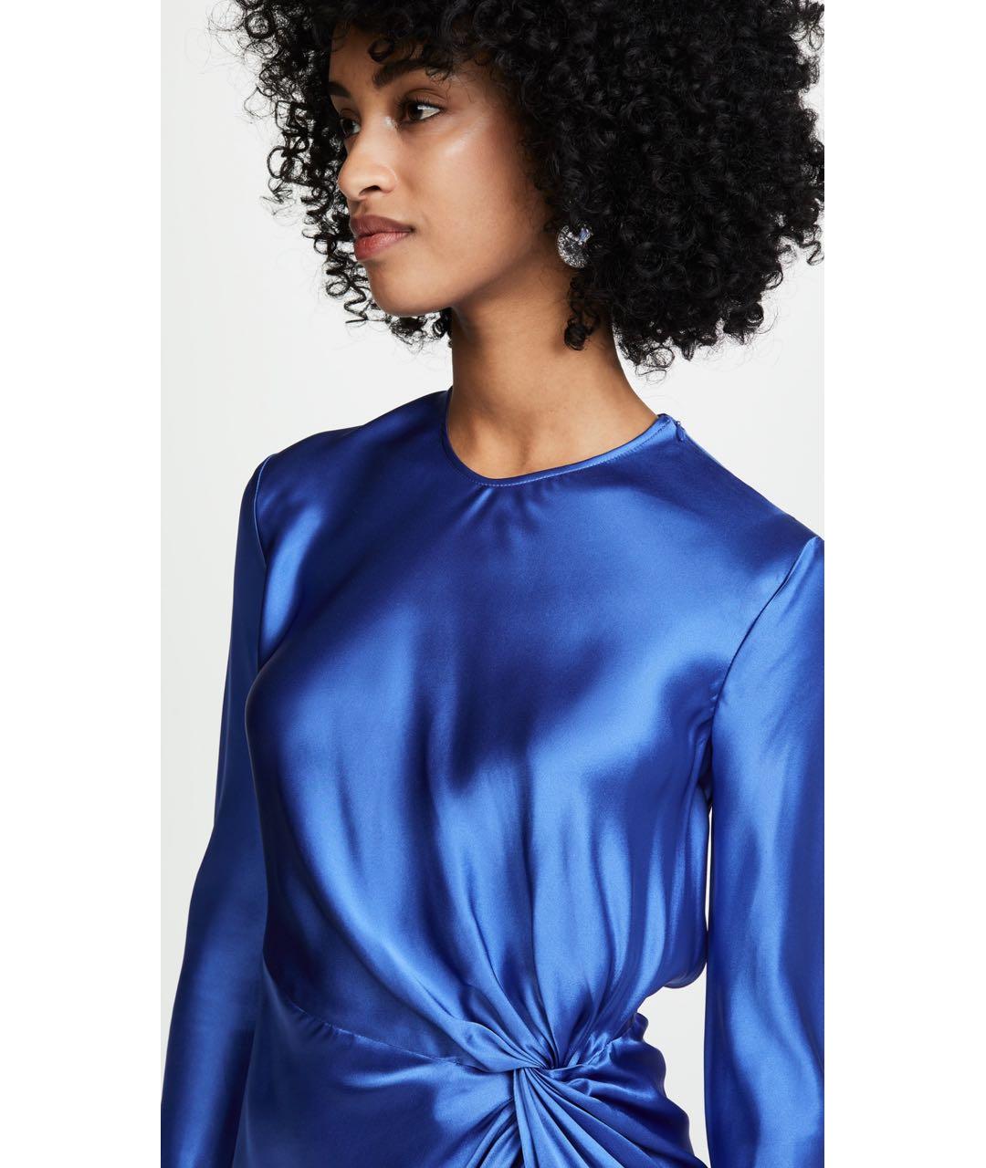 MICHELLE MASON Синее шелковое коктейльное платье, фото 3