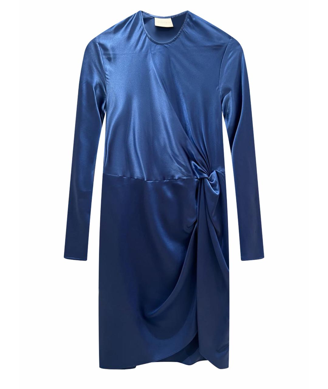 MICHELLE MASON Синее шелковое коктейльное платье, фото 1