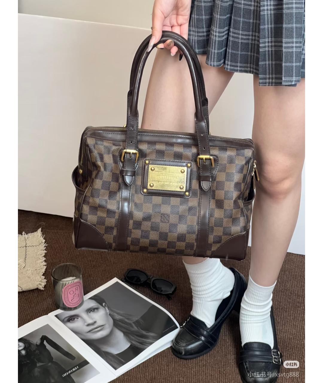 LOUIS VUITTON Коричневая сумка с короткими ручками из канвы, фото 6