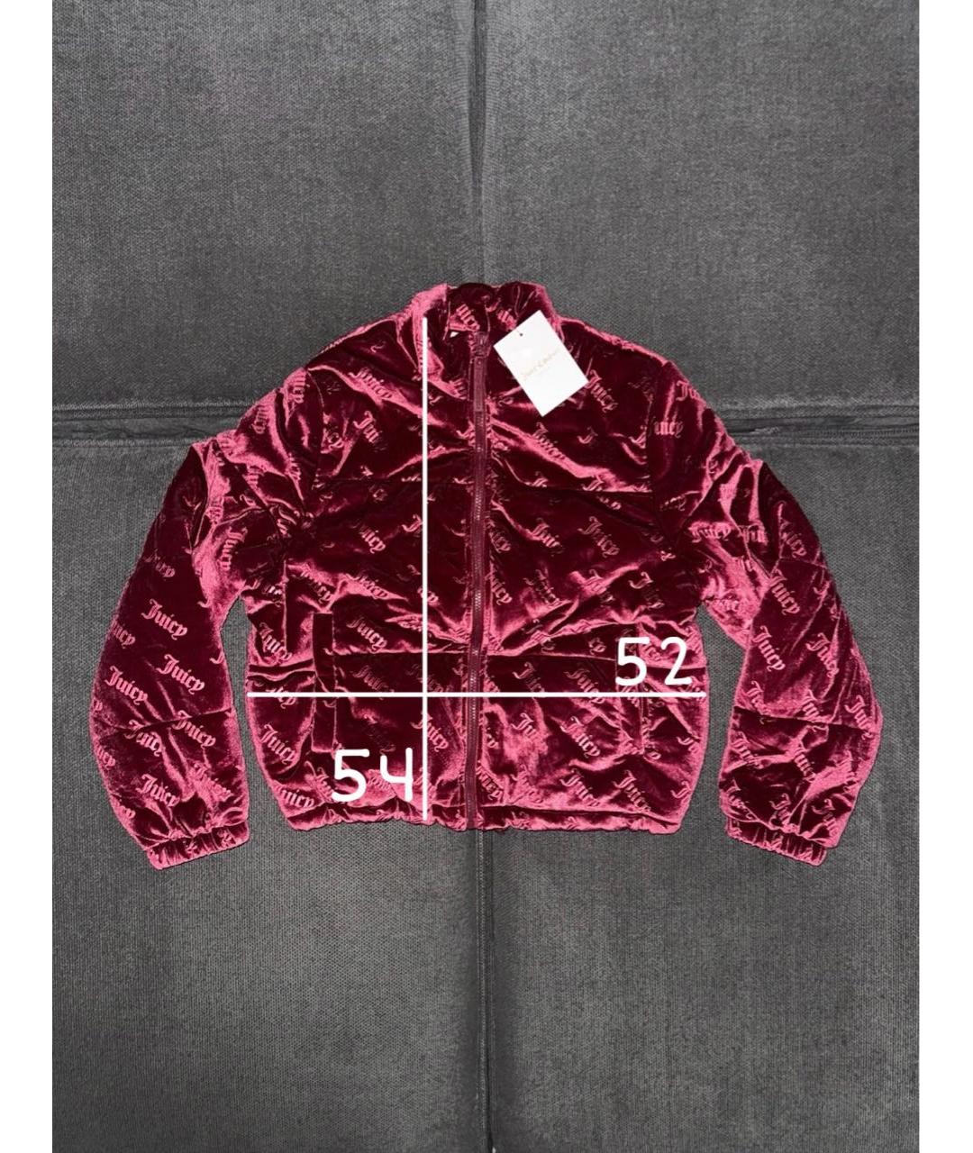 JUICY COUTURE Бордовый велюровый пуховик, фото 2