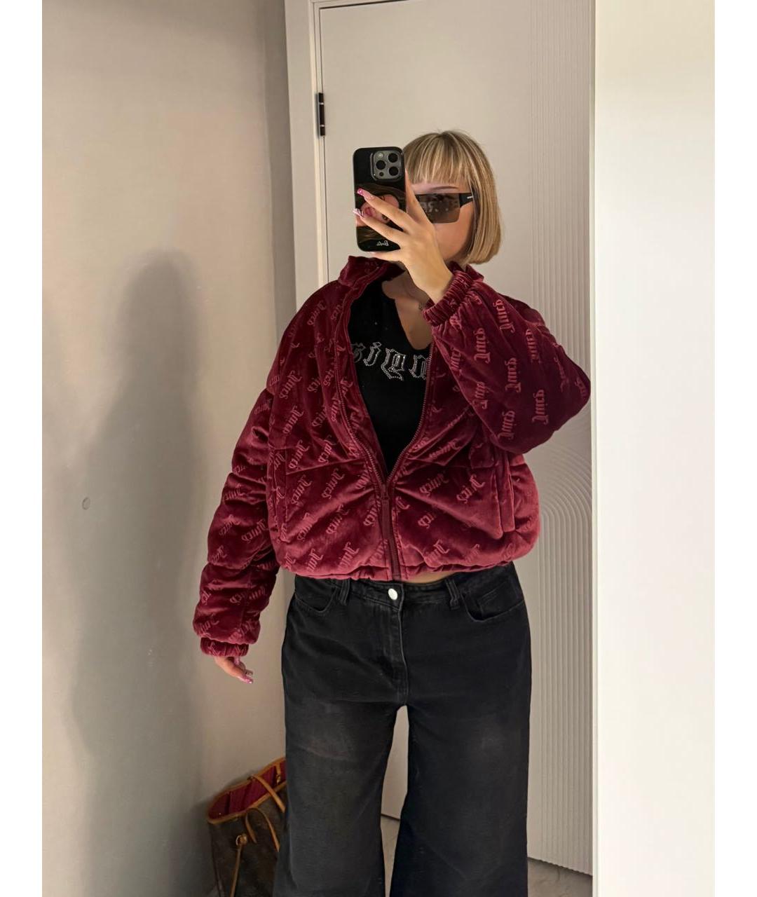 JUICY COUTURE Бордовый велюровый пуховик, фото 6