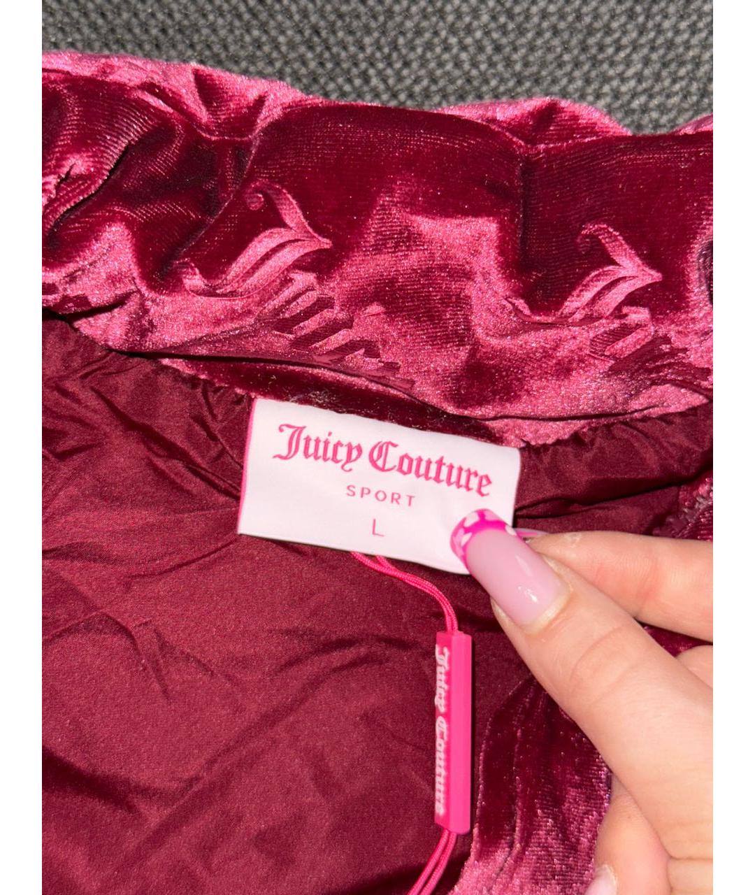 JUICY COUTURE Бордовый велюровый пуховик, фото 3