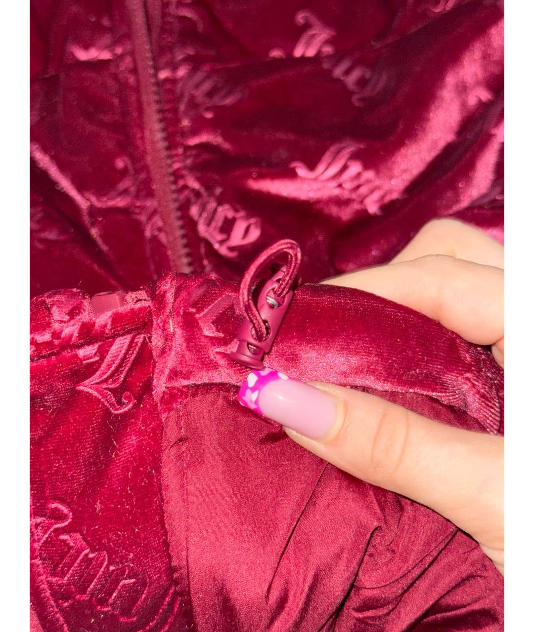 JUICY COUTURE Бордовый велюровый пуховик, фото 5