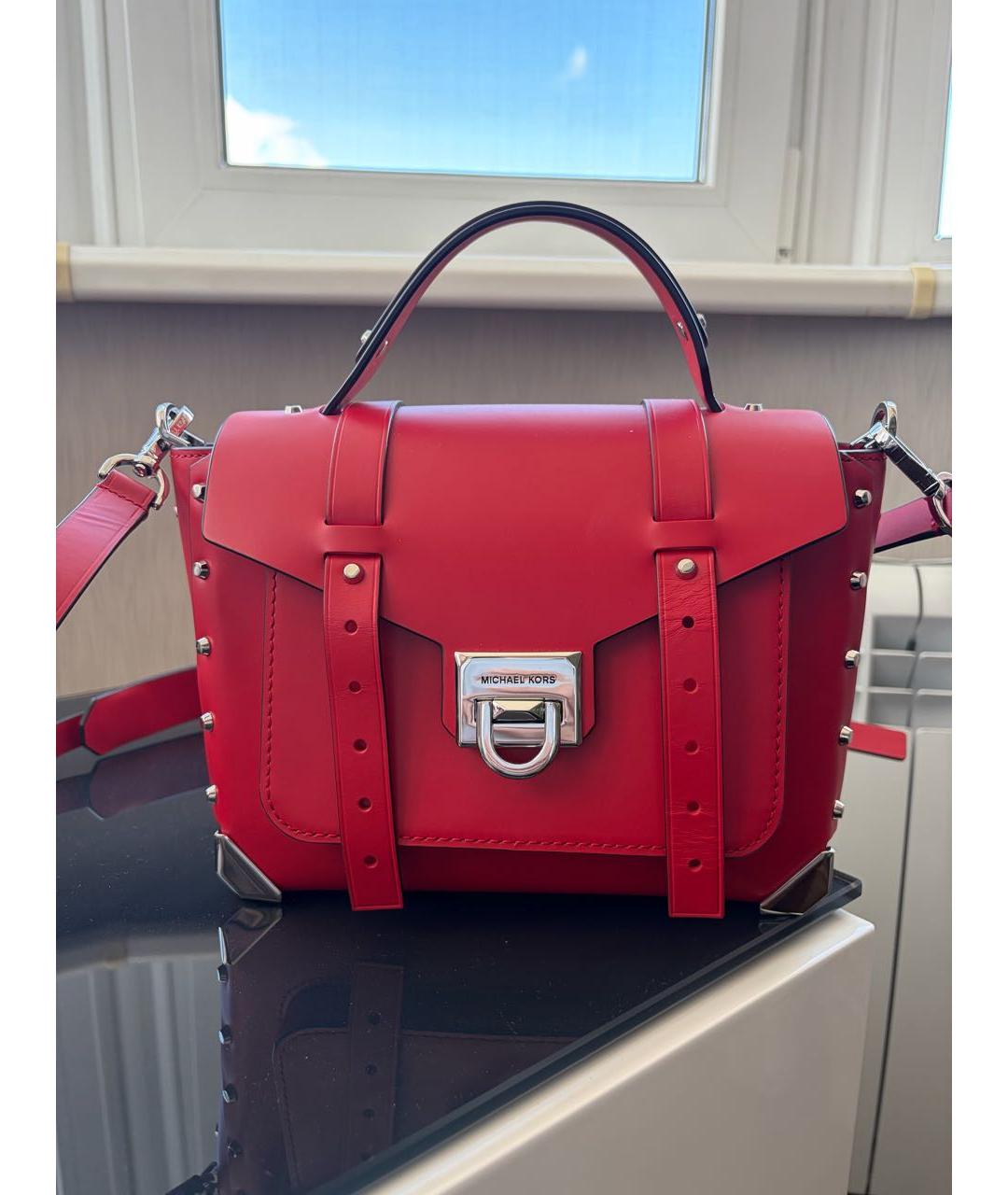 MICHAEL KORS Красная кожаная сумка с короткими ручками, фото 6