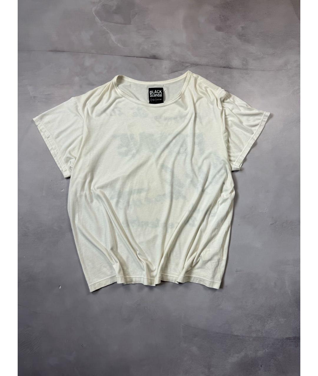 YOHJI YAMAMOTO Белая хлопко-льняная футболка, фото 2