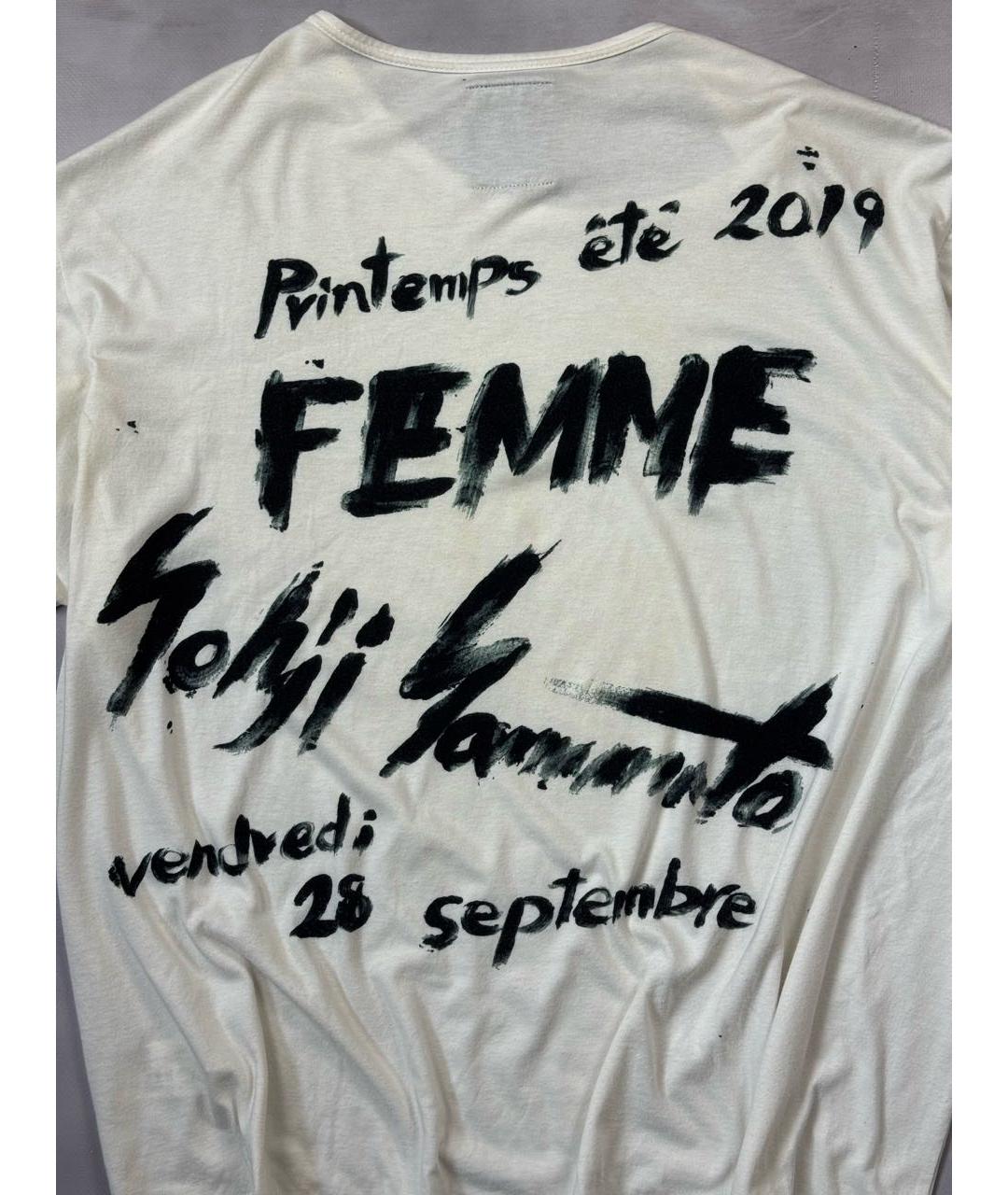 YOHJI YAMAMOTO Белая хлопко-льняная футболка, фото 3