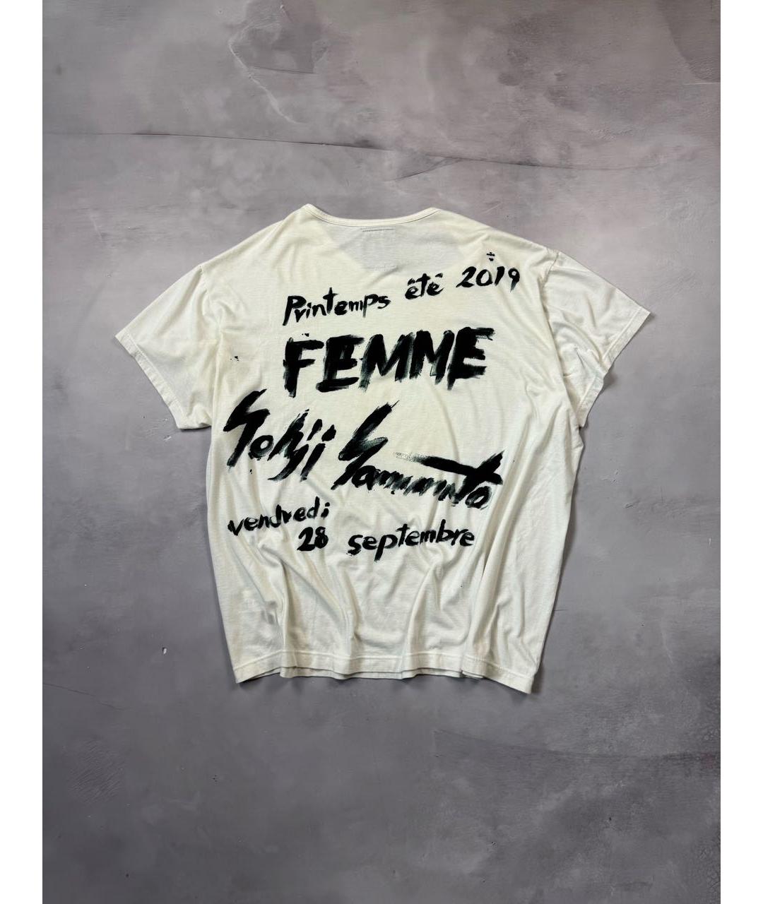 YOHJI YAMAMOTO Белая хлопко-льняная футболка, фото 9