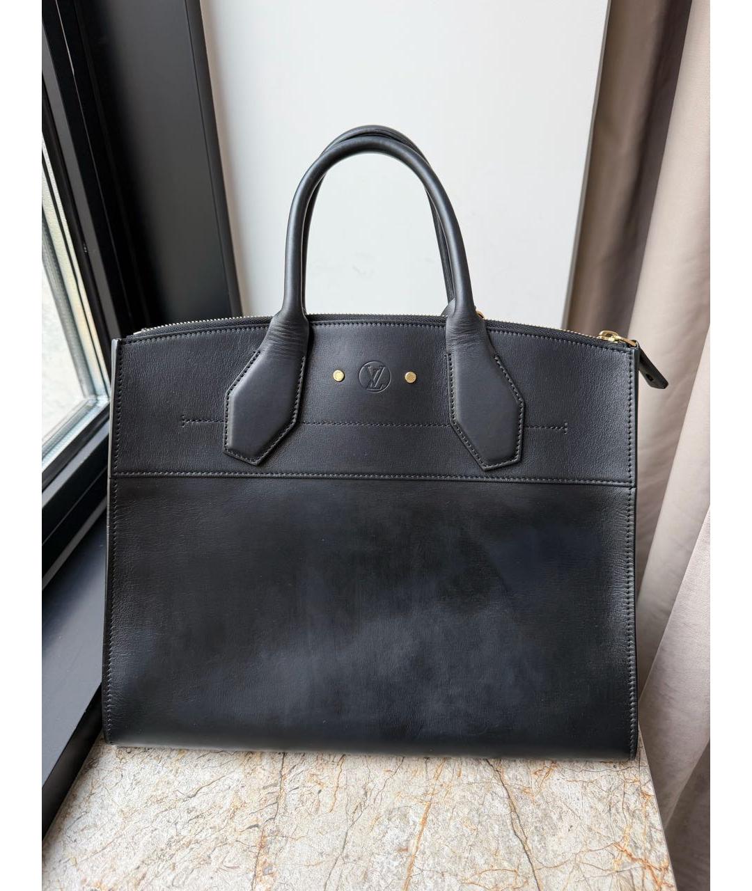 LOUIS VUITTON Черная кожаная сумка тоут, фото 9
