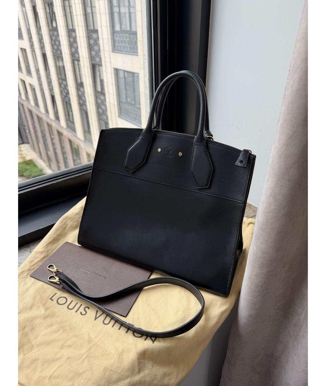LOUIS VUITTON Черная кожаная сумка тоут, фото 2