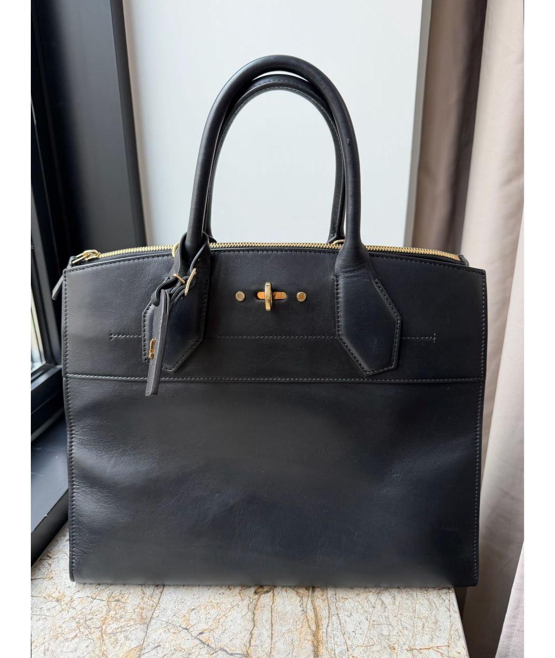 LOUIS VUITTON Черная кожаная сумка тоут, фото 3