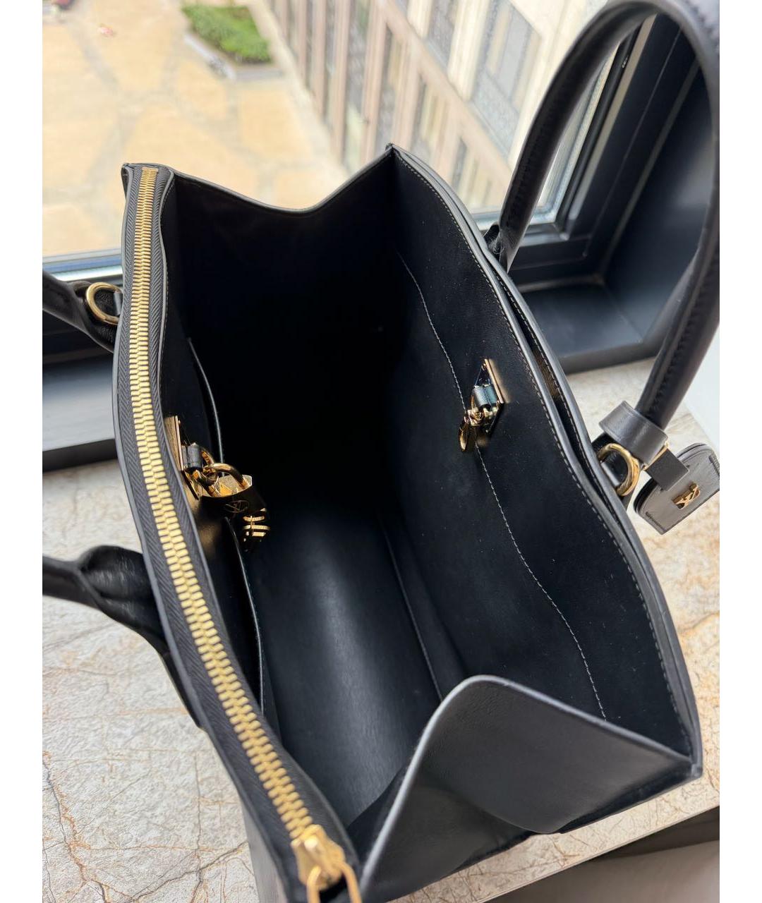 LOUIS VUITTON Черная кожаная сумка тоут, фото 4