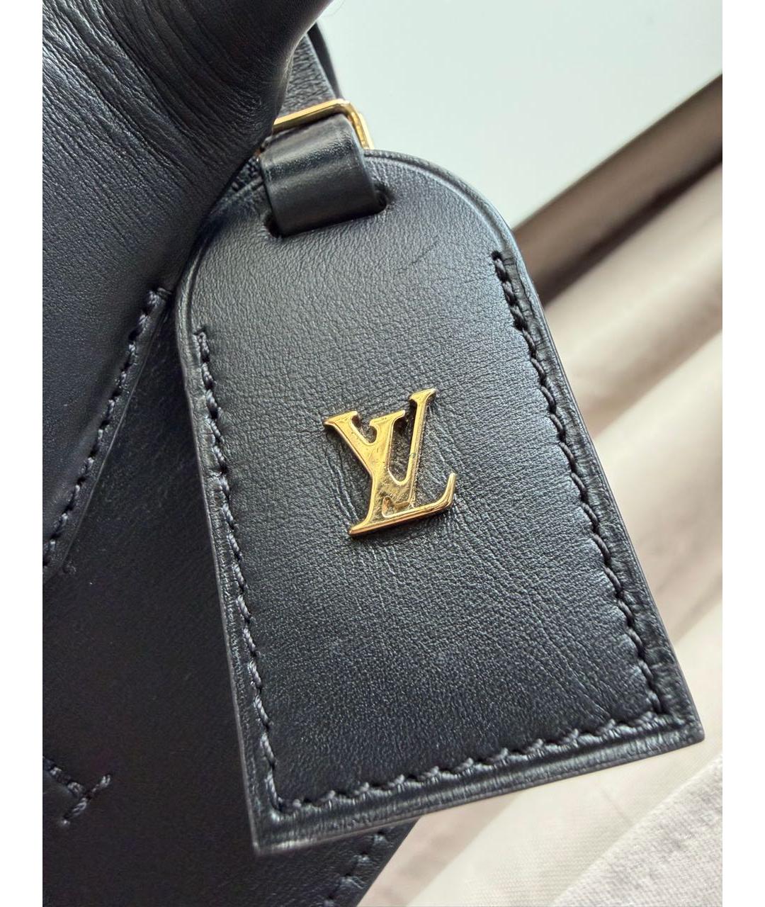 LOUIS VUITTON Черная кожаная сумка тоут, фото 8