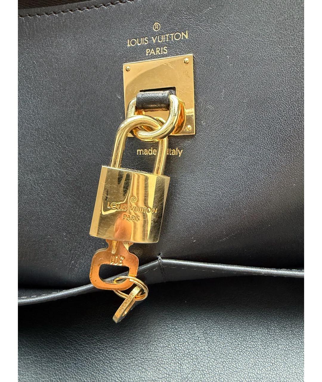 LOUIS VUITTON Черная кожаная сумка тоут, фото 7