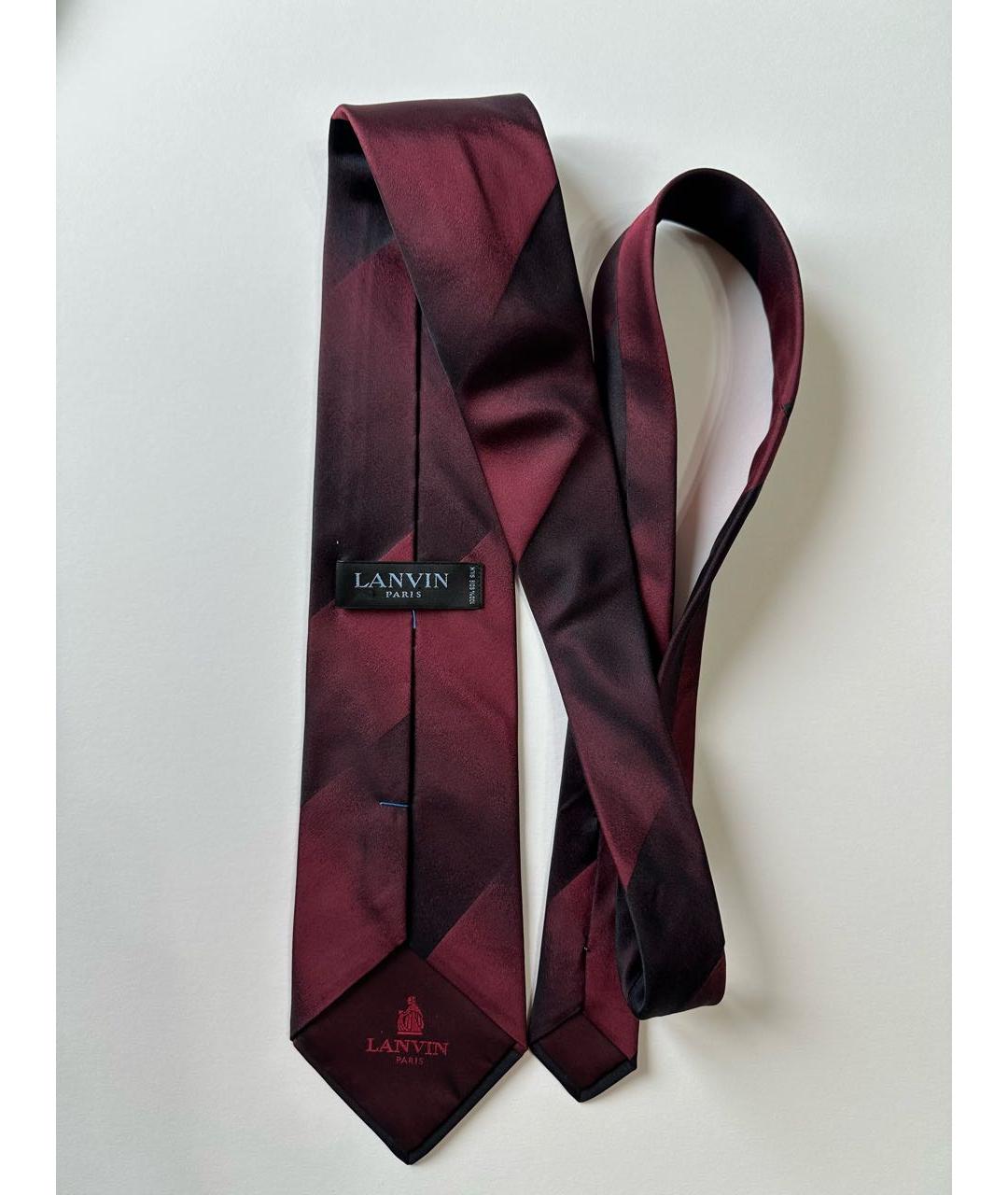 LANVIN Бордовый шелковый галстук, фото 3