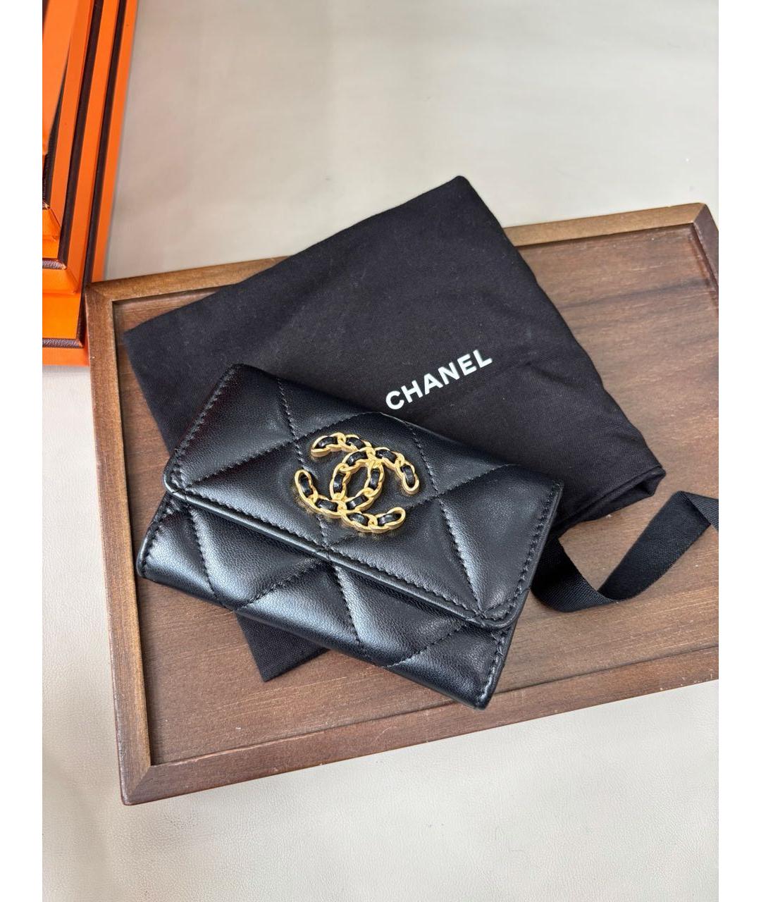 CHANEL Черный кожаный кошелек, фото 7