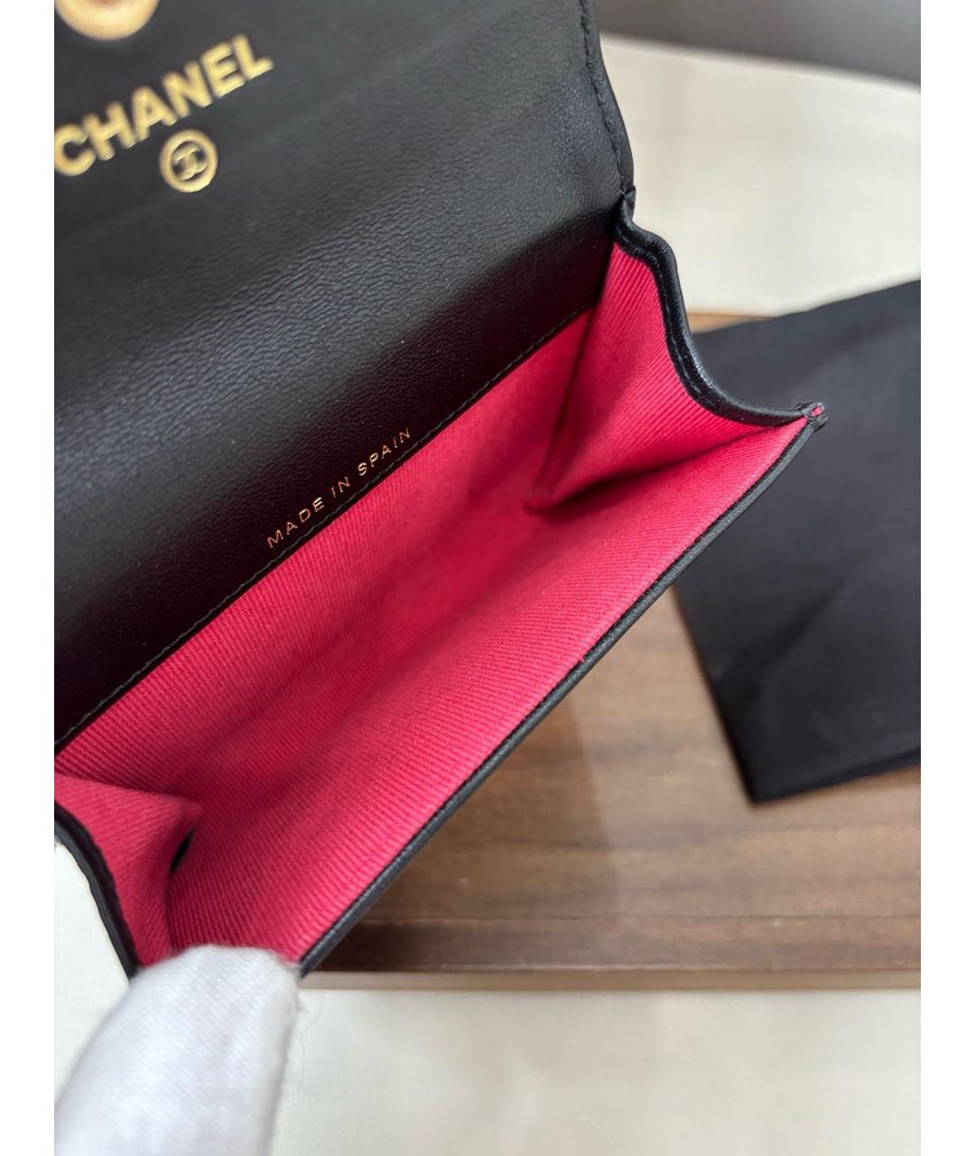 CHANEL Черный кожаный кошелек, фото 6