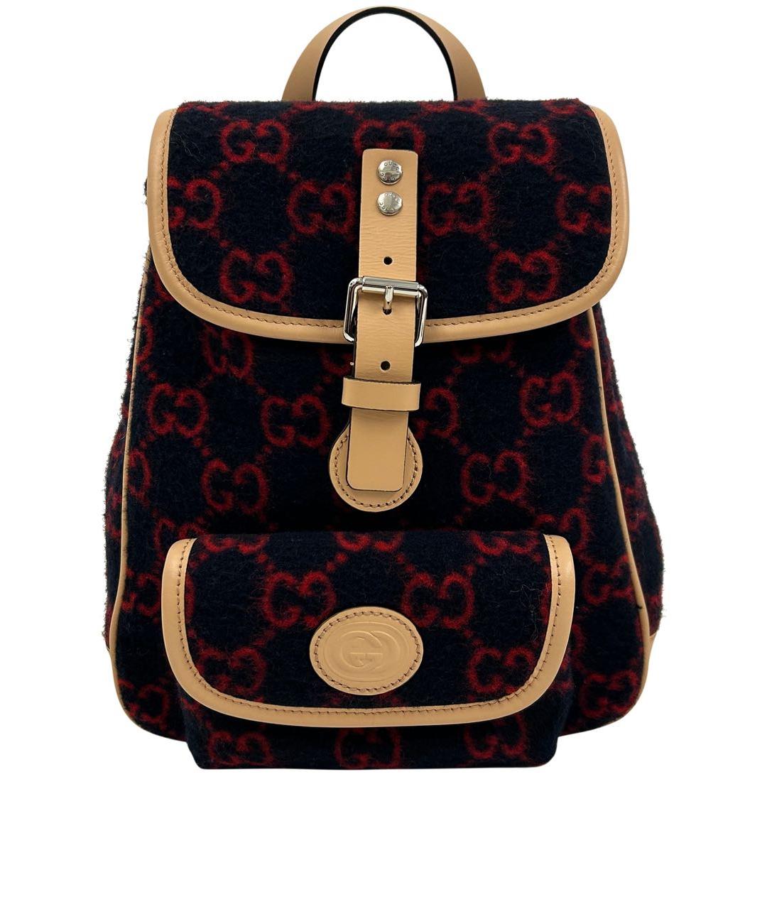 GUCCI Темно-синий шерстяной рюкзак, фото 1