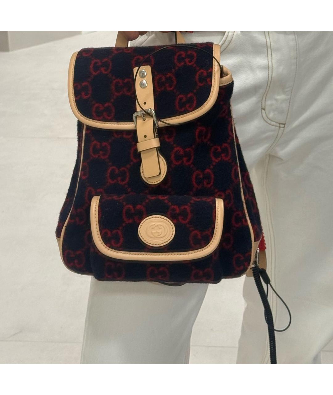 GUCCI Темно-синий шерстяной рюкзак, фото 3