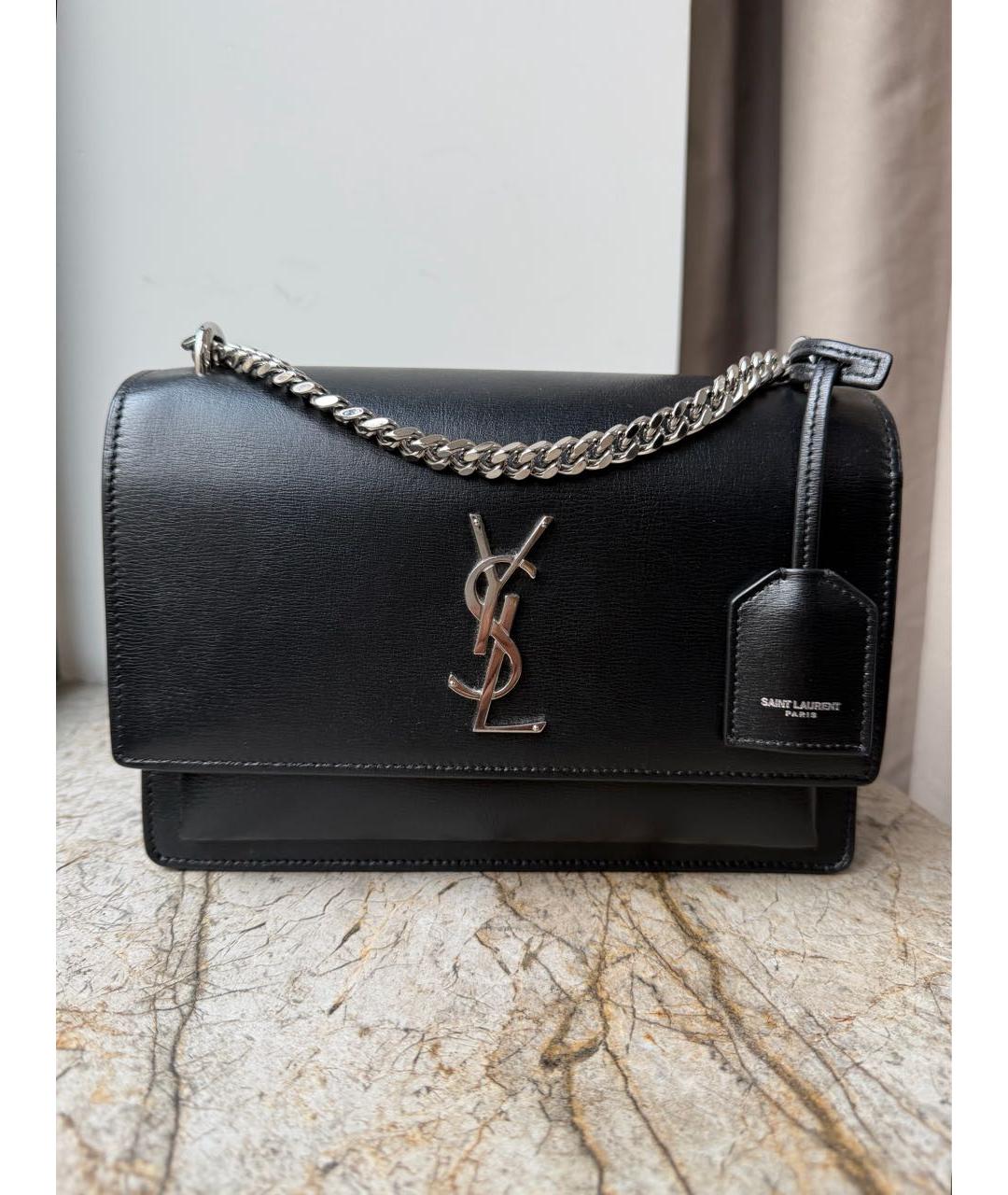 SAINT LAURENT Черная кожаная сумка через плечо, фото 9