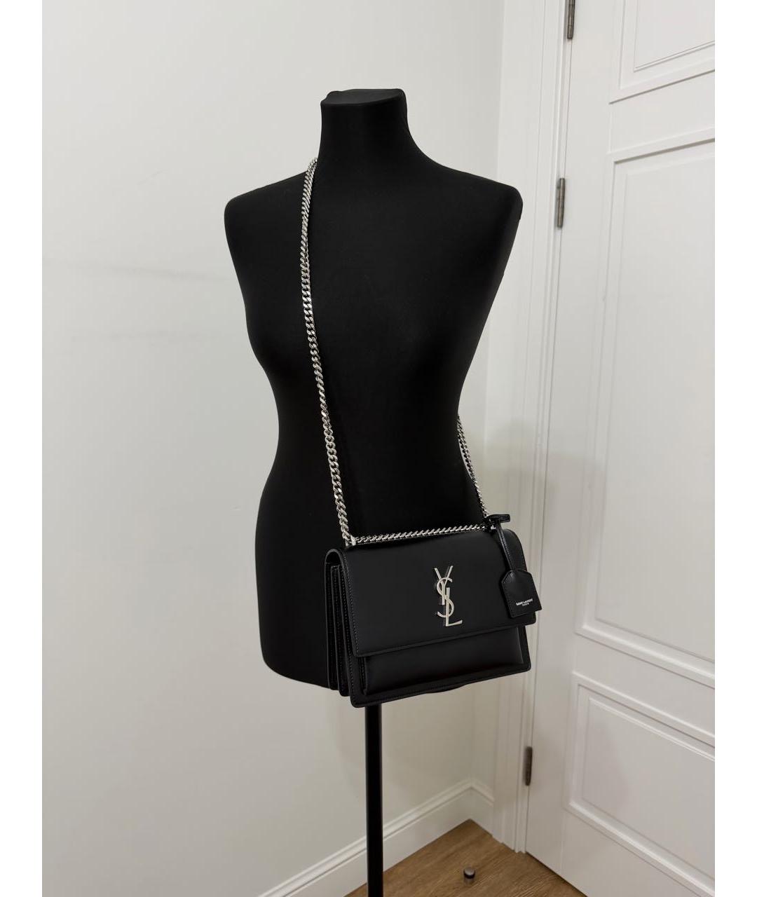 SAINT LAURENT Черная кожаная сумка через плечо, фото 8