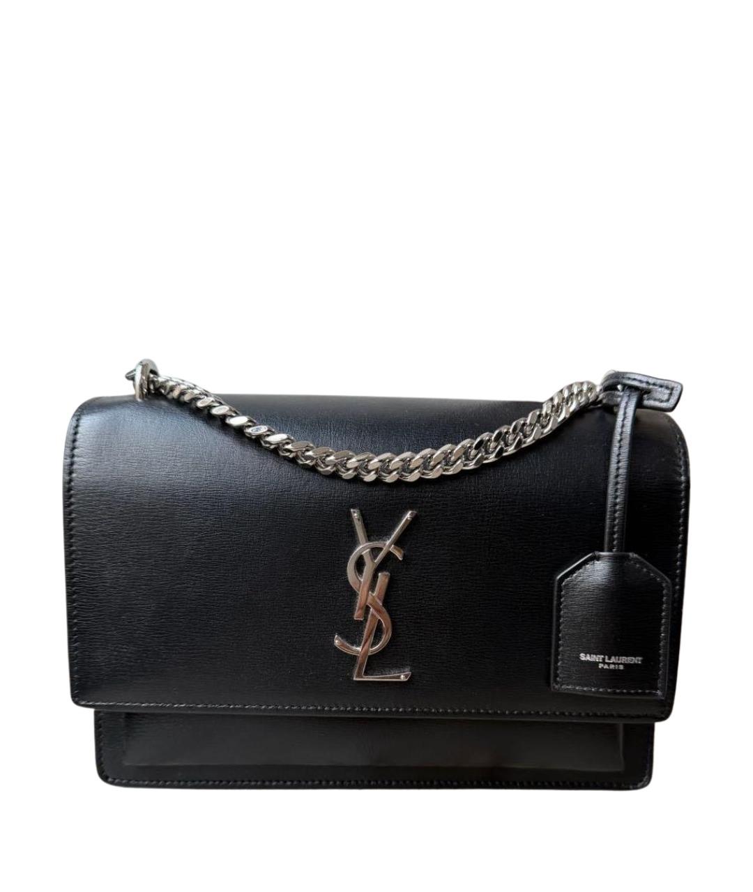 SAINT LAURENT Черная кожаная сумка через плечо, фото 1
