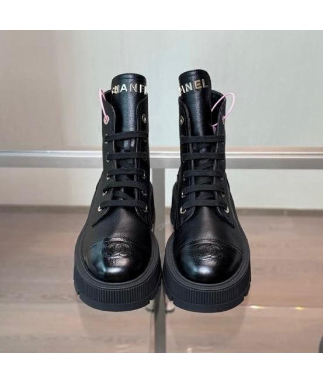 CHANEL Черные кожаные ботинки, фото 3