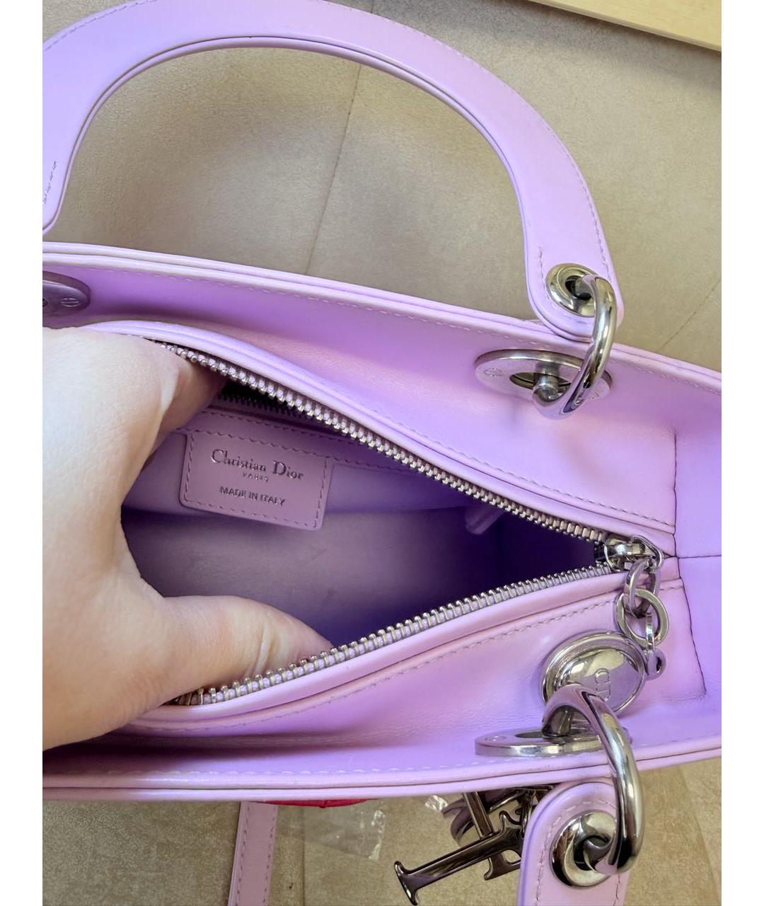 CHRISTIAN DIOR Розовая кожаная сумка с короткими ручками, фото 6
