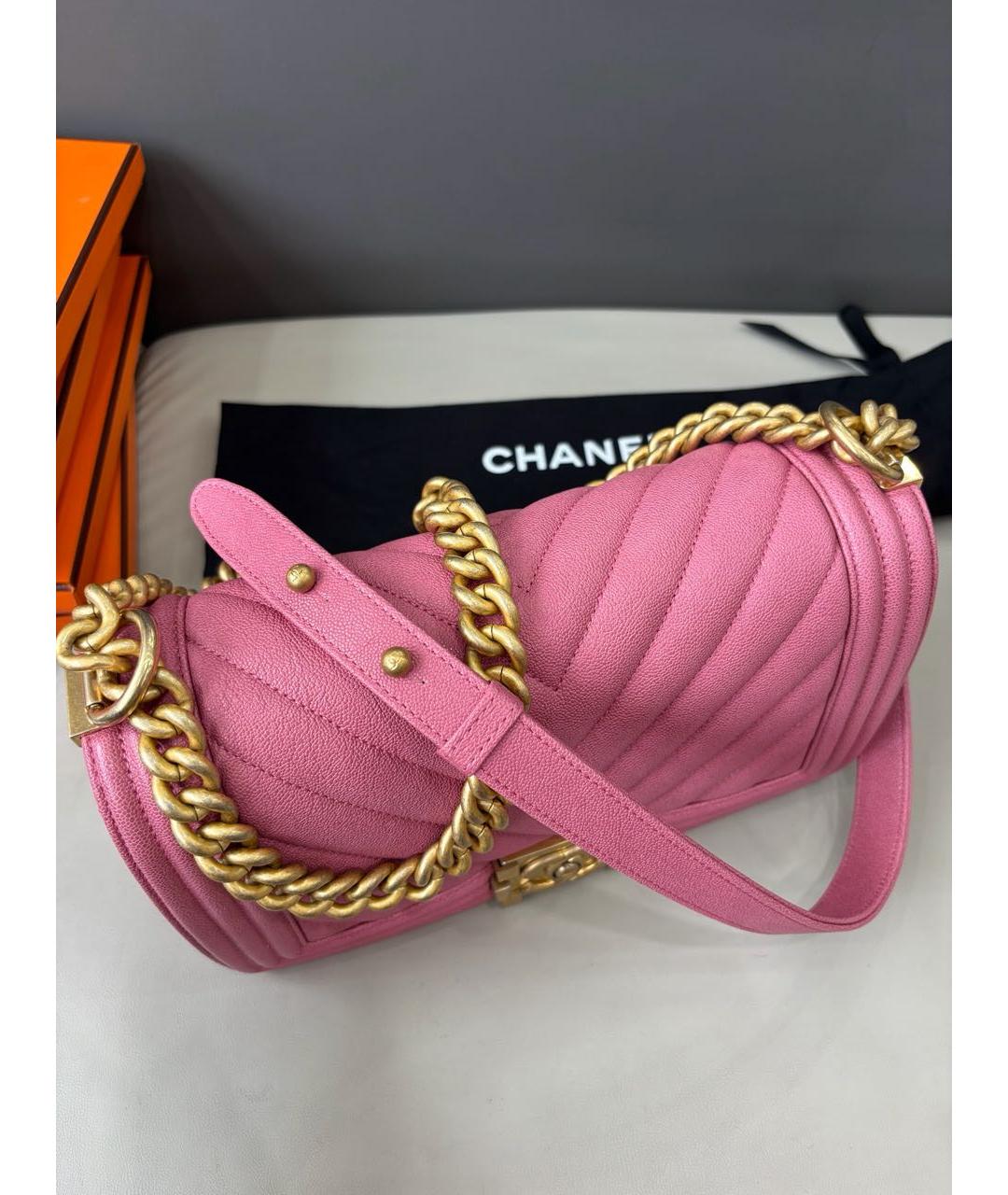 CHANEL Розовая кожаная сумка через плечо, фото 4