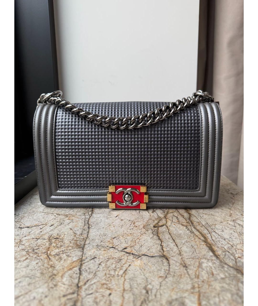 CHANEL Серебряная кожаная сумка через плечо, фото 9