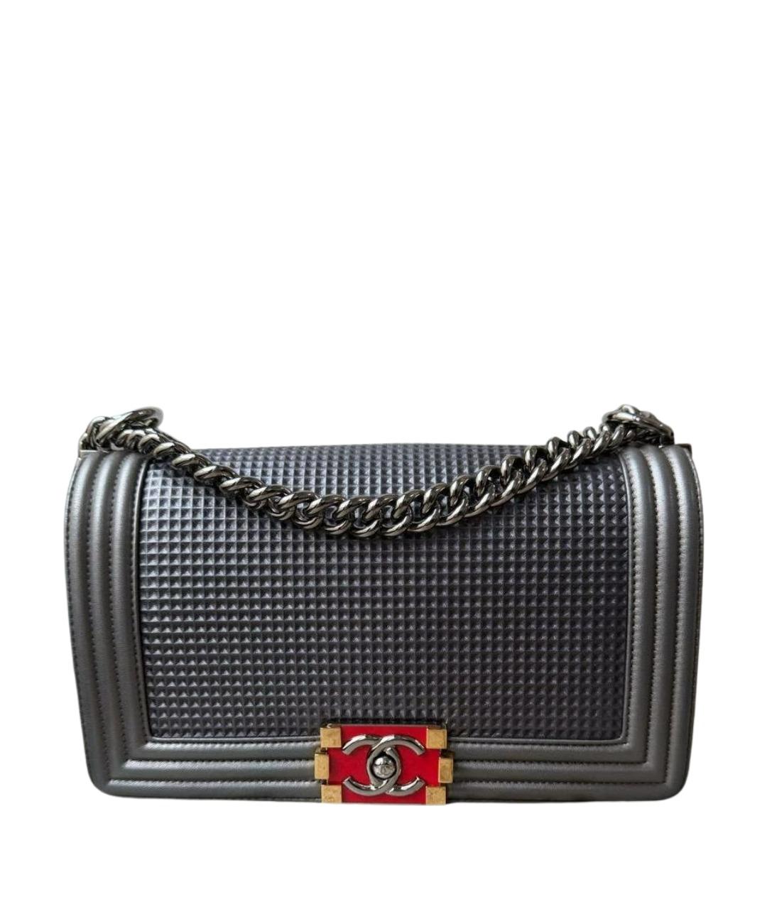 CHANEL Серебряная кожаная сумка через плечо, фото 1
