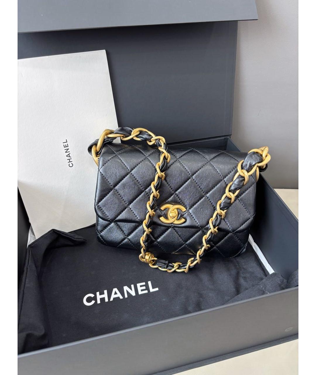 CHANEL Черная кожаная сумка через плечо, фото 8
