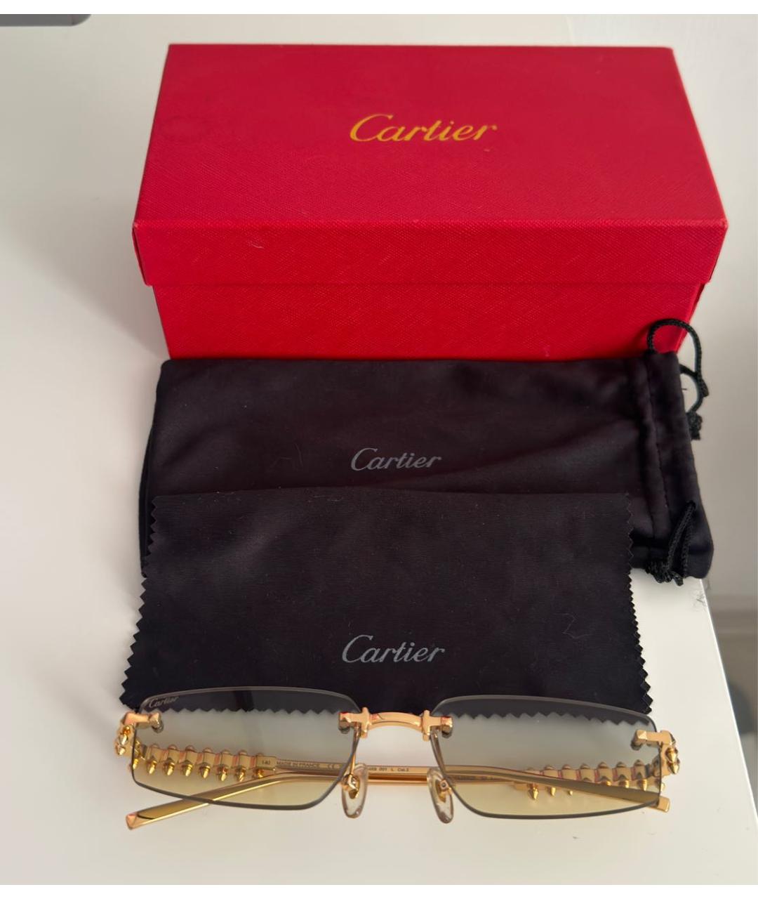 CARTIER Золотые металлические солнцезащитные очки, фото 7