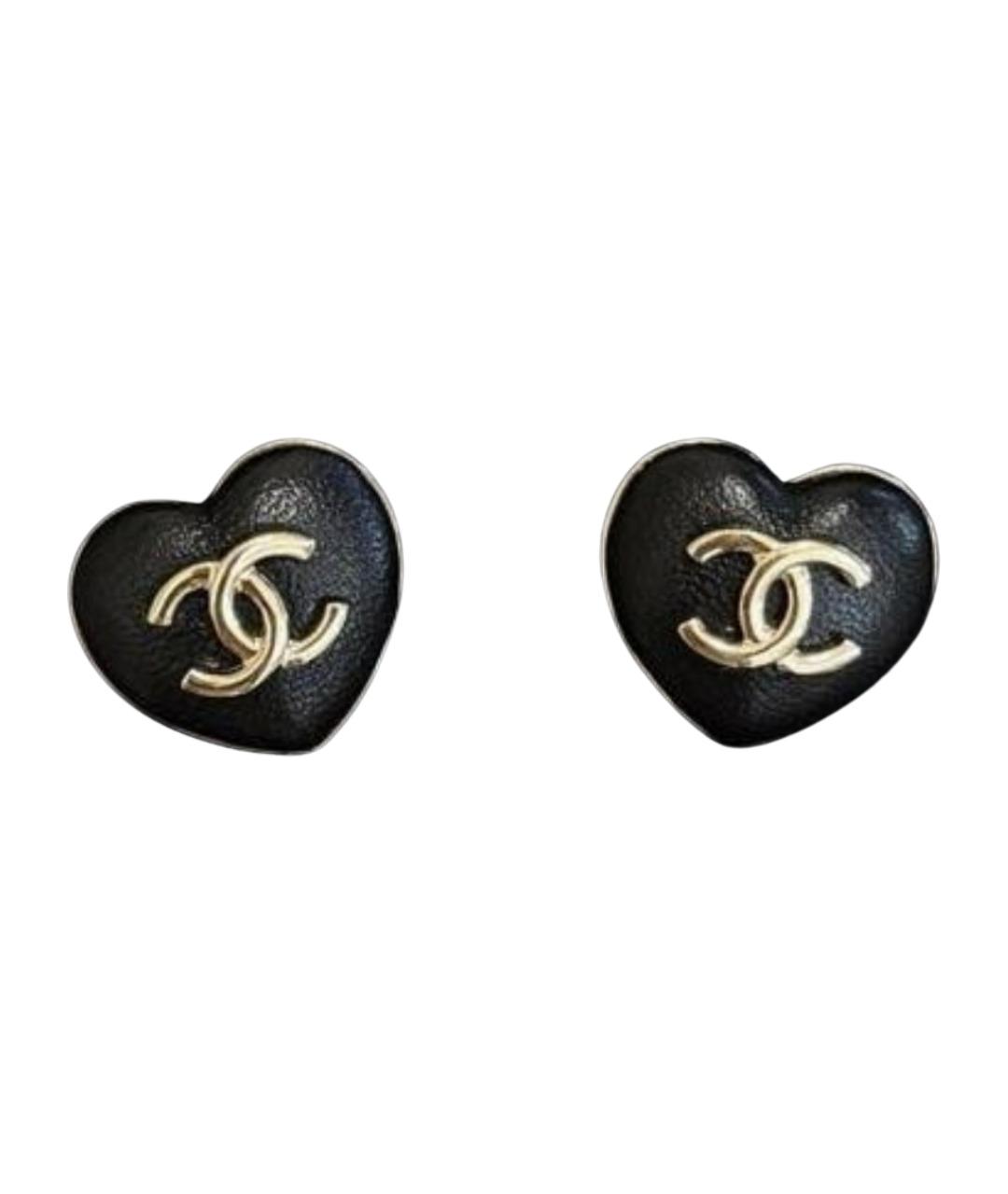 CHANEL Черные металлические серьги, фото 1