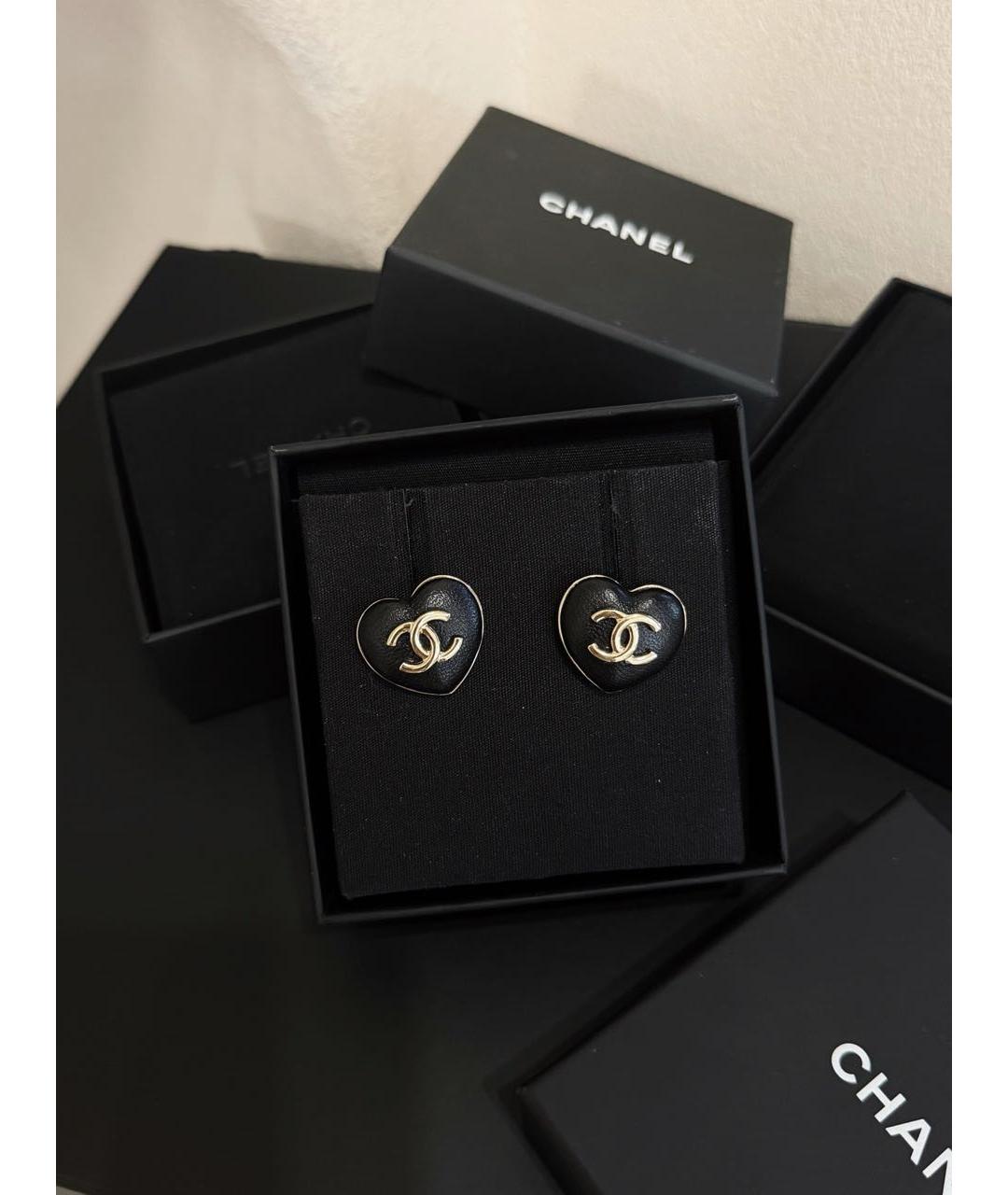 CHANEL Черные металлические серьги, фото 5