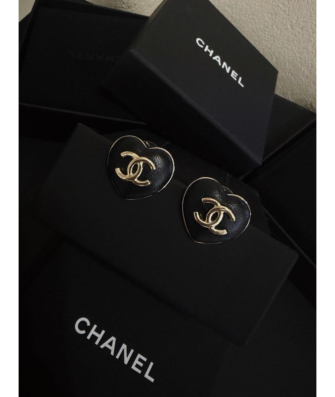 CHANEL Черные металлические серьги, фото 4