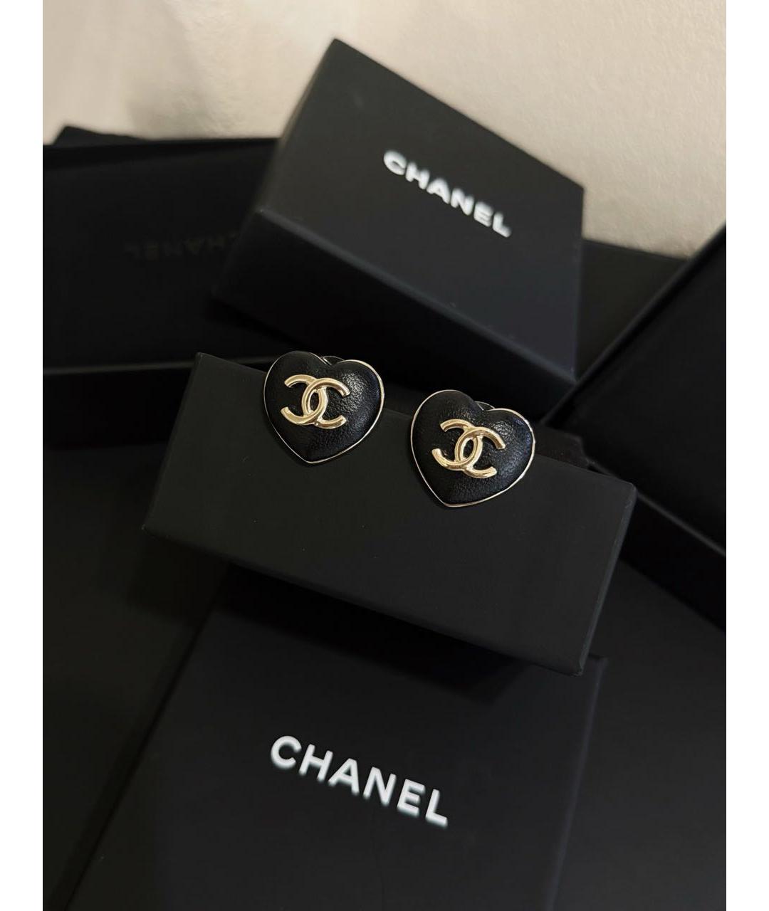 CHANEL Черные металлические серьги, фото 3