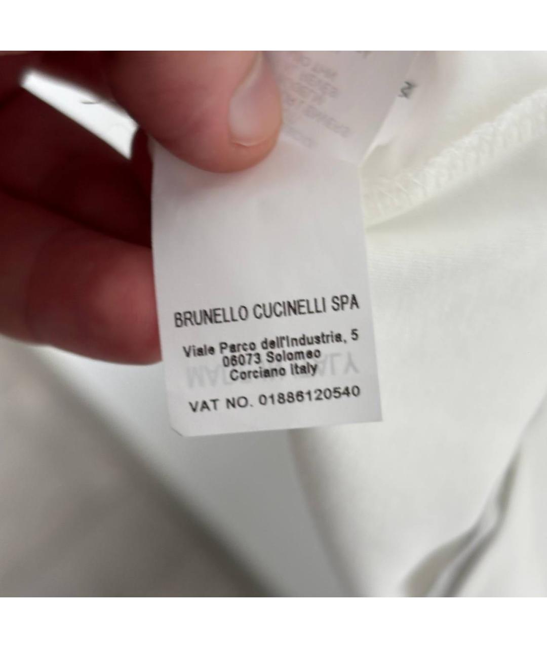 BRUNELLO CUCINELLI Белая хлопковая футболка, фото 6