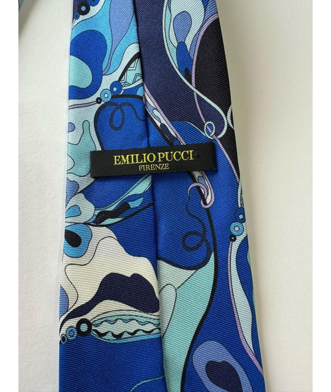 EMILIO PUCCI Синий шелковый галстук, фото 4