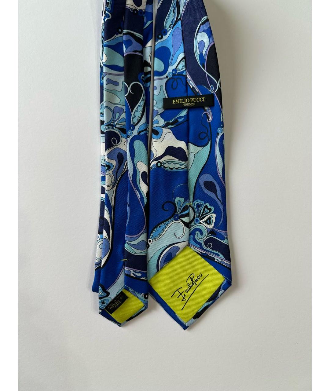EMILIO PUCCI Синий шелковый галстук, фото 2