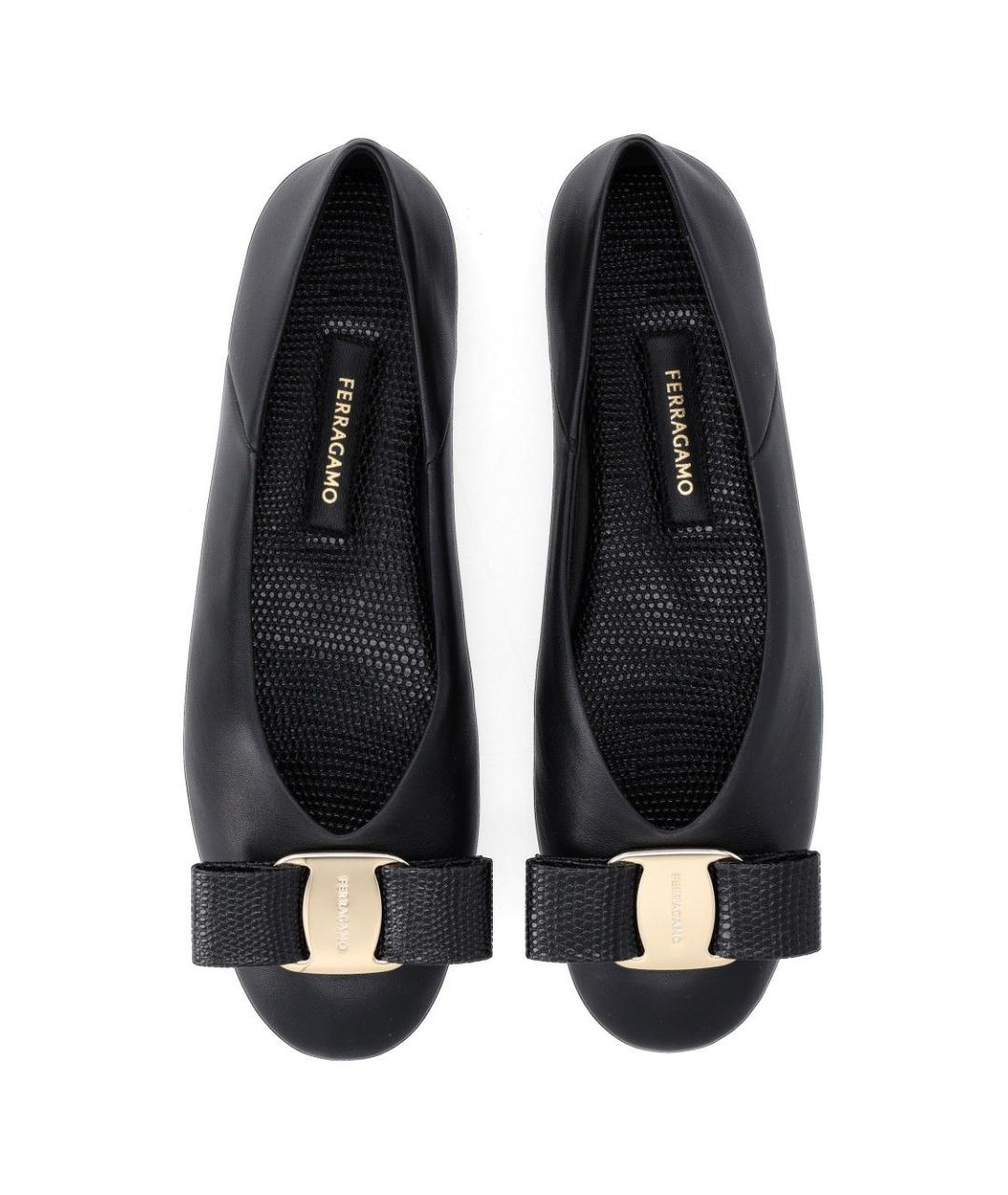 FERRAGAMO Черные кожаные балетки, фото 4
