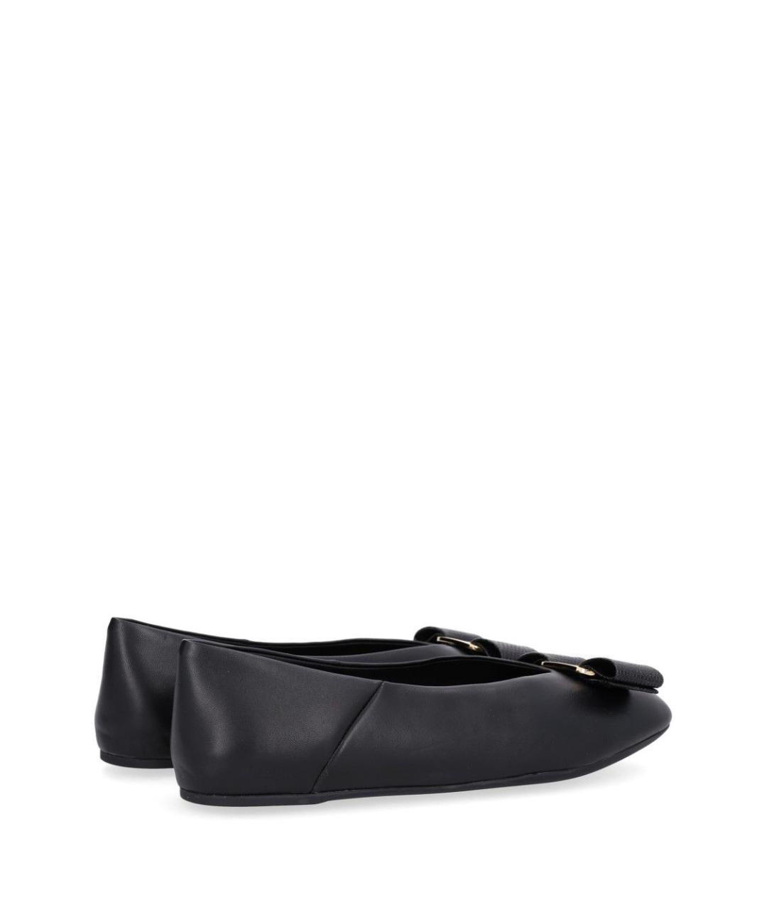 FERRAGAMO Черные кожаные балетки, фото 3