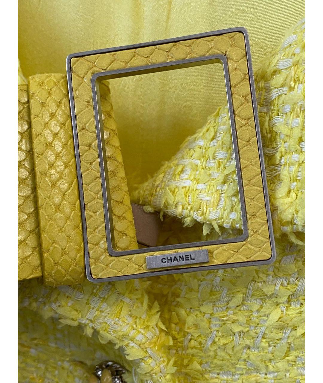 CHANEL Желтое твидовое повседневное платье, фото 7