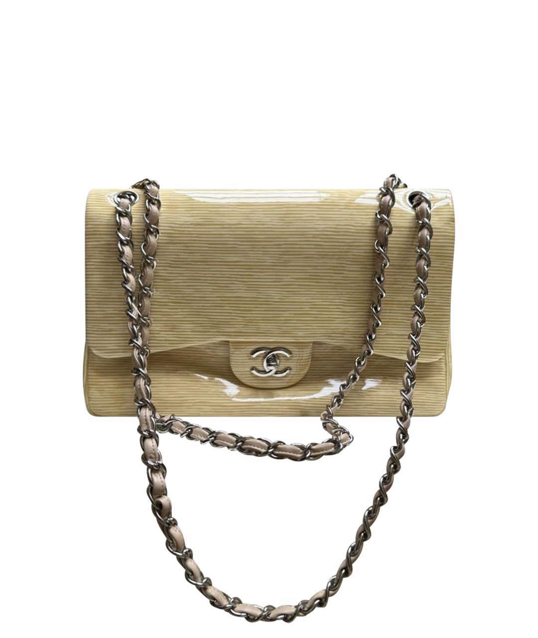 CHANEL Золотая сумка через плечо из лакированной кожи, фото 1